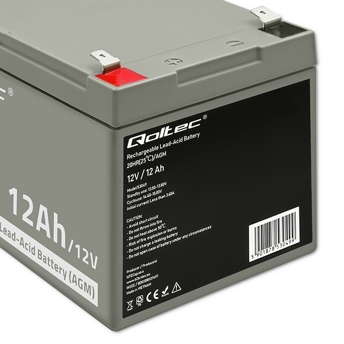 AGM baterija Qoltec 53049 (12V, 12Ah)-2