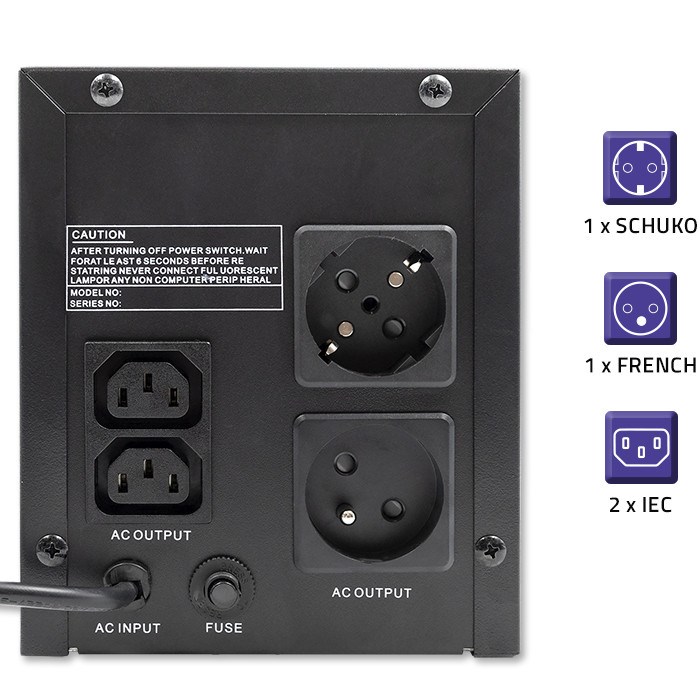 Neprekidno napajanje QOLTEC 53776 (Line Interactive, Monolith, 1500VA, 900W)-4