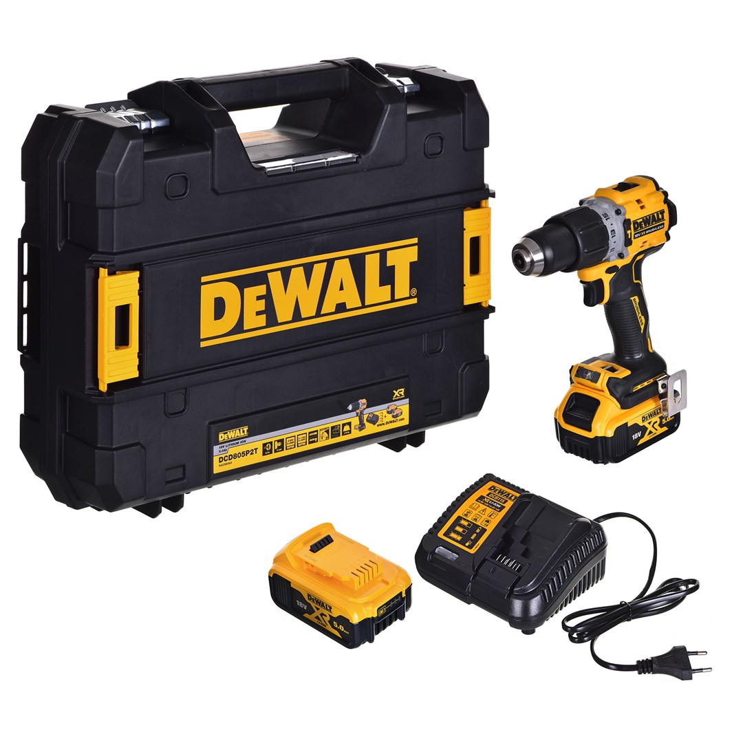 Bušilica/Aku odvijač DEWALT DCD805P2T (18V, 2x5,0Ah, u TSTAK kutiji)-0