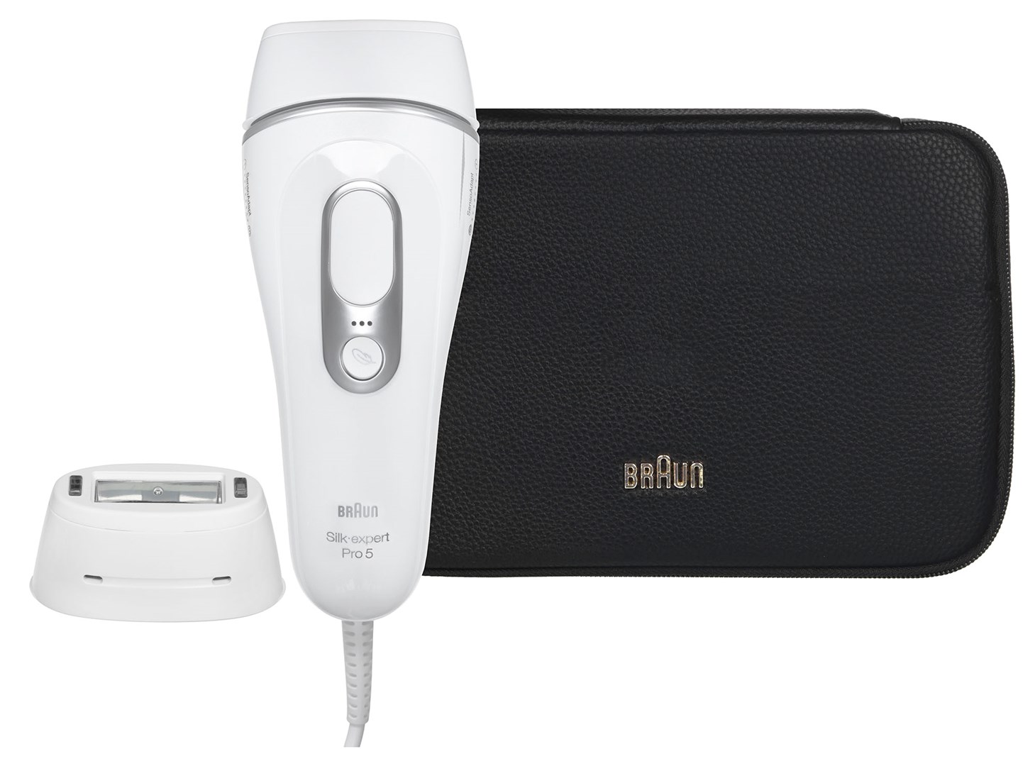 IPL uređaj BRAUN Silk-expert Pro 5 PL5145 (Intense Pulsed Light, 400.000 bljeskova, nastavci za tijelo i lice, bijelo-srebrni)-0
