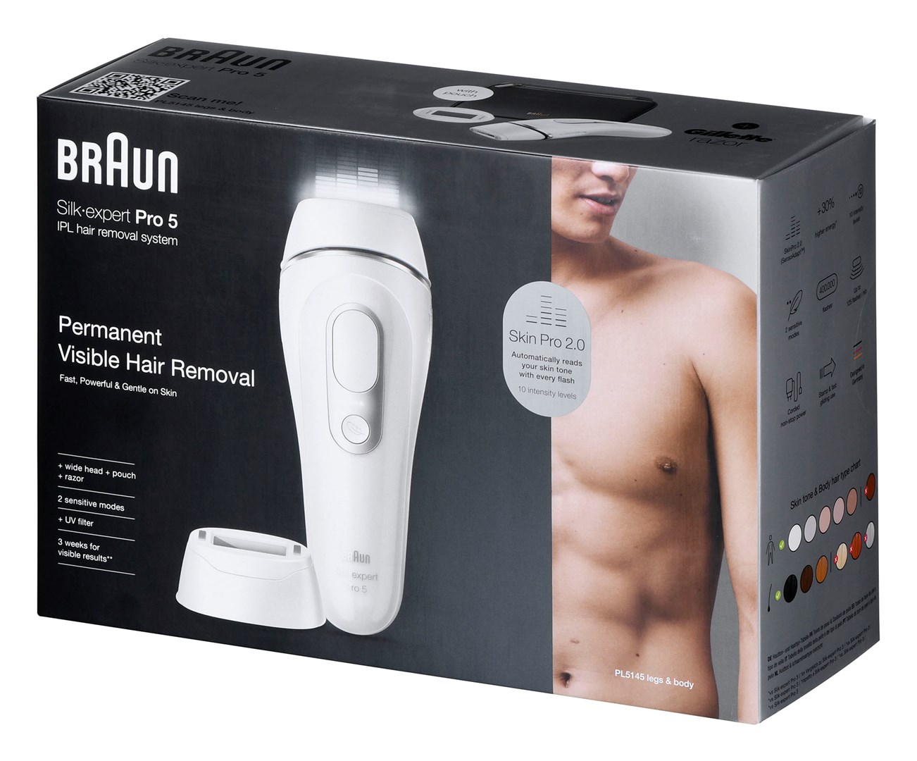 IPL uređaj BRAUN Silk-expert Pro 5 PL5145 (Intense Pulsed Light, 400.000 bljeskova, nastavci za tijelo i lice, bijelo-srebrni)-15