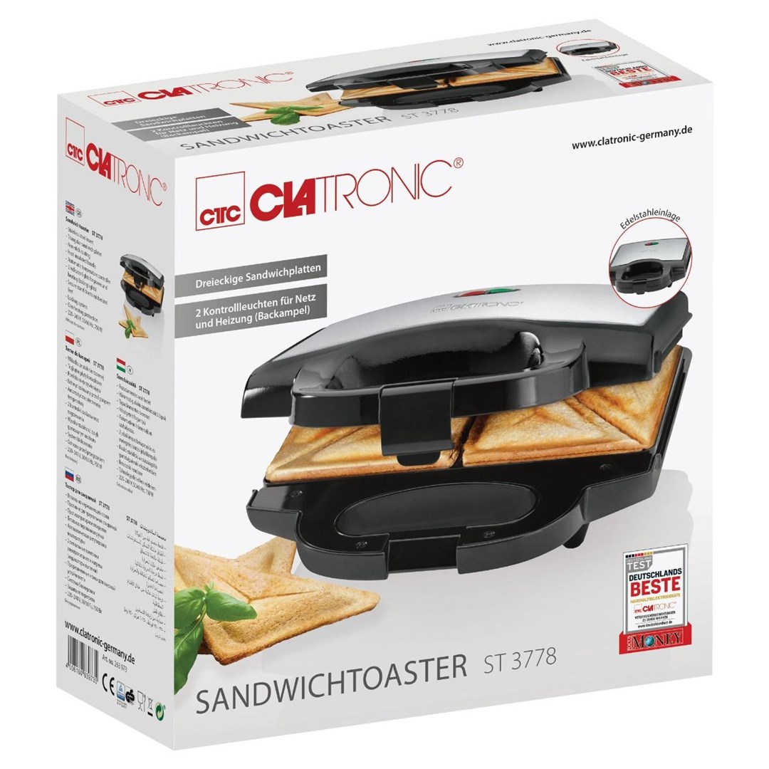 Clatronic ST 3778 sandwich maker 750 W Black, Stainless steel-3