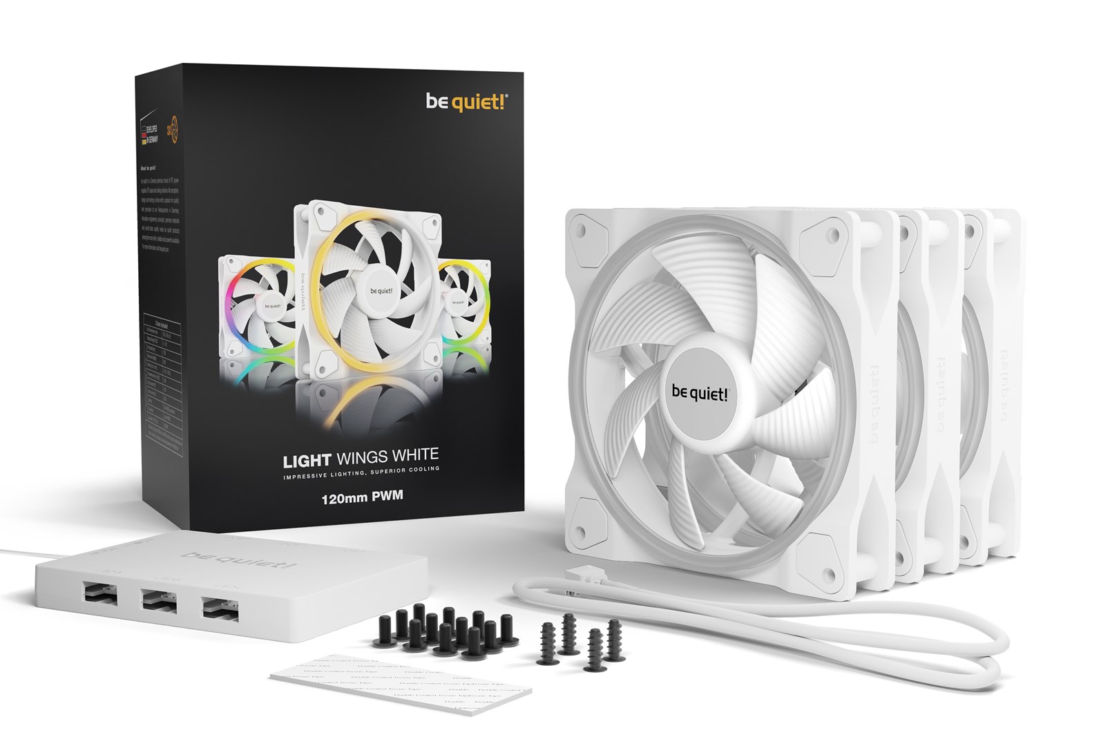 Ventilator za kućište BE QUIET! LIGHT WINGS White 120mm PWM Triple-Pack (aRGB, 1700 RPM)-4