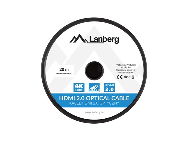 Optički kabel HDMI Lanberg CA-HDMI-20FB-0200-BK M/M 20m v2.0 4K AOC-3