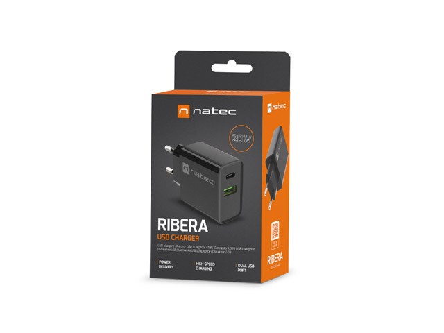 Punjač NATEC NETWORK punjač RIBERA USB-A+USB-C 20W PD-3