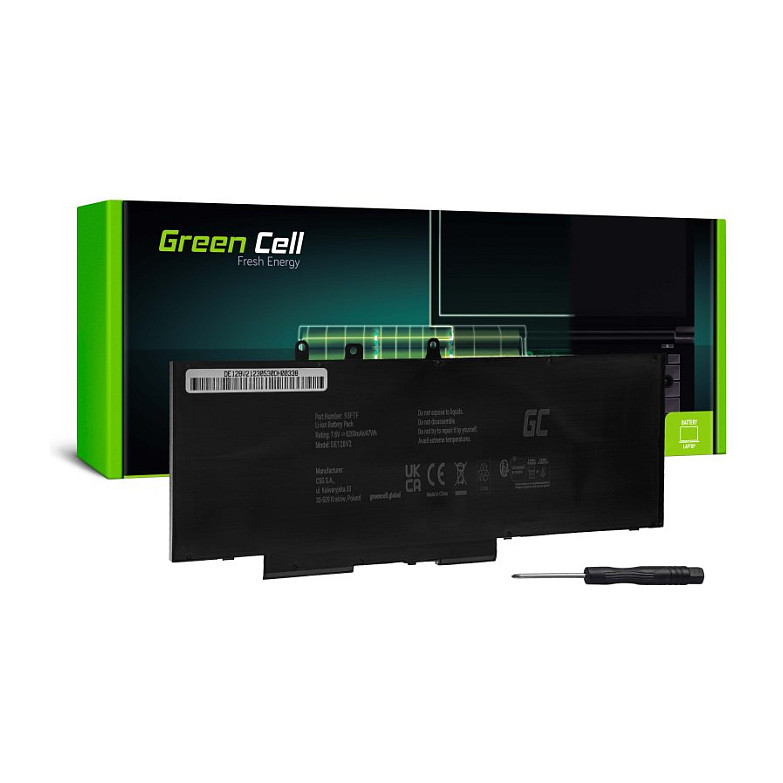 Baterija za laptop GREEN CELL DE128V2 (7.6 V, Lithium Polymer, 47 Wh, 6200 mAh, crna)
