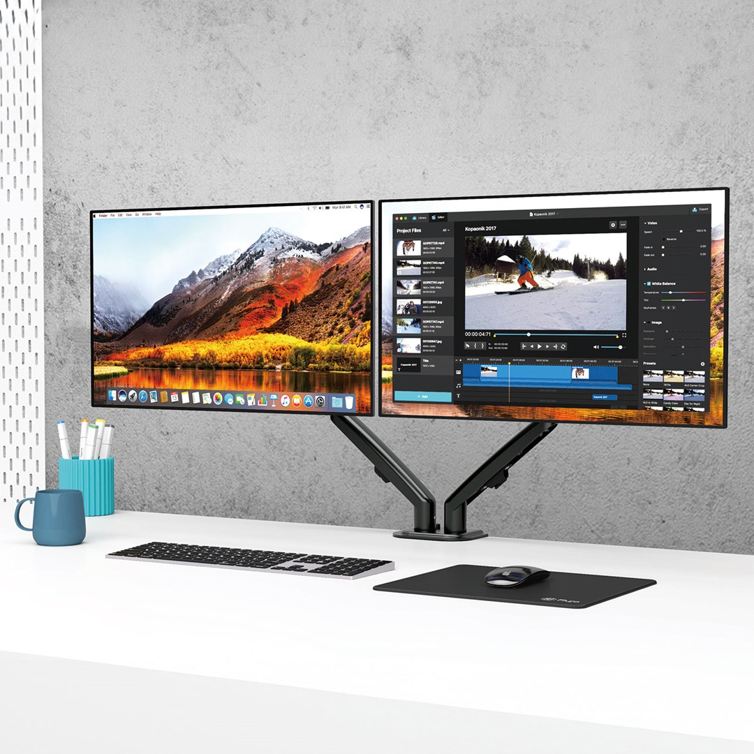 Držač za dva monitora MACLEAN (plinski opruga, 13"-27", 7kg, crna boja, MC-861N)-9