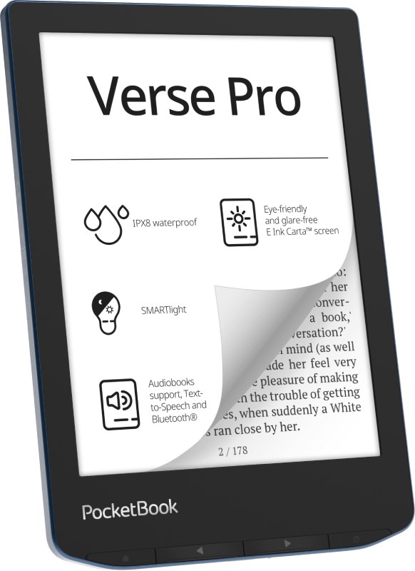E-book čitač POCKETBOOK Verse Pro 634 (6", E Ink Carta, 16GB, WiFi, Bluetooth, Azure Blue)-2