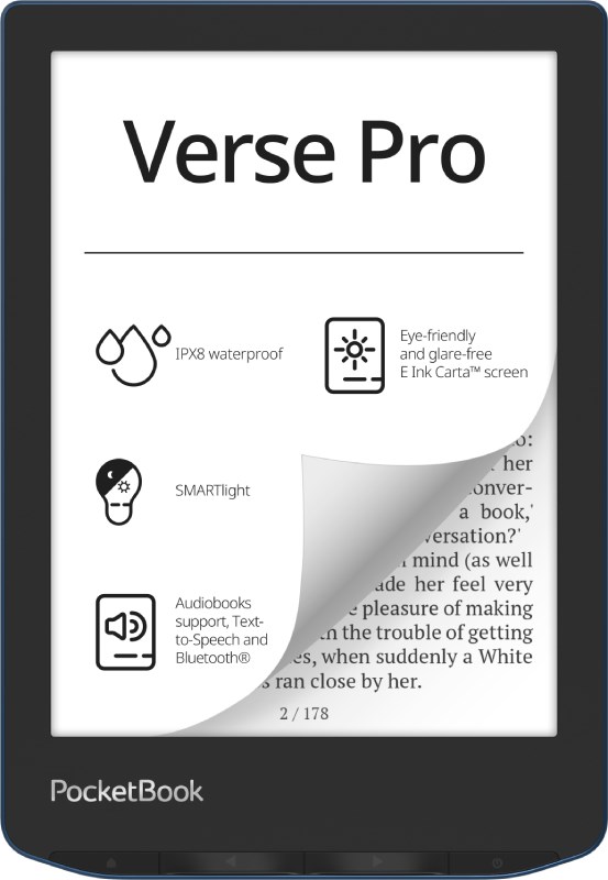 E-book čitač POCKETBOOK Verse Pro 634 (6", E Ink Carta, 16GB, WiFi, Bluetooth, Azure Blue)-0