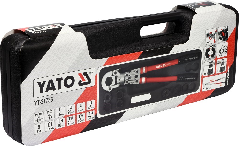 Kliješta za stezanje Yato YT-21735 (crna i crvena boja, s izmjenjivim čeljustima)-3