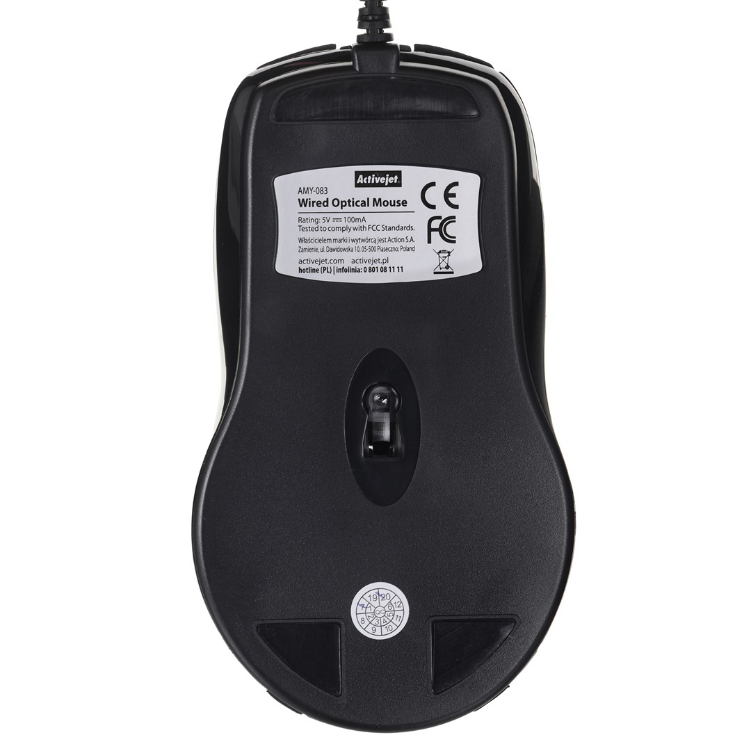 Miš ACTIVEJET AMY-083 (Žični, USB Type-A, 1000 DPI, Crni)-0
