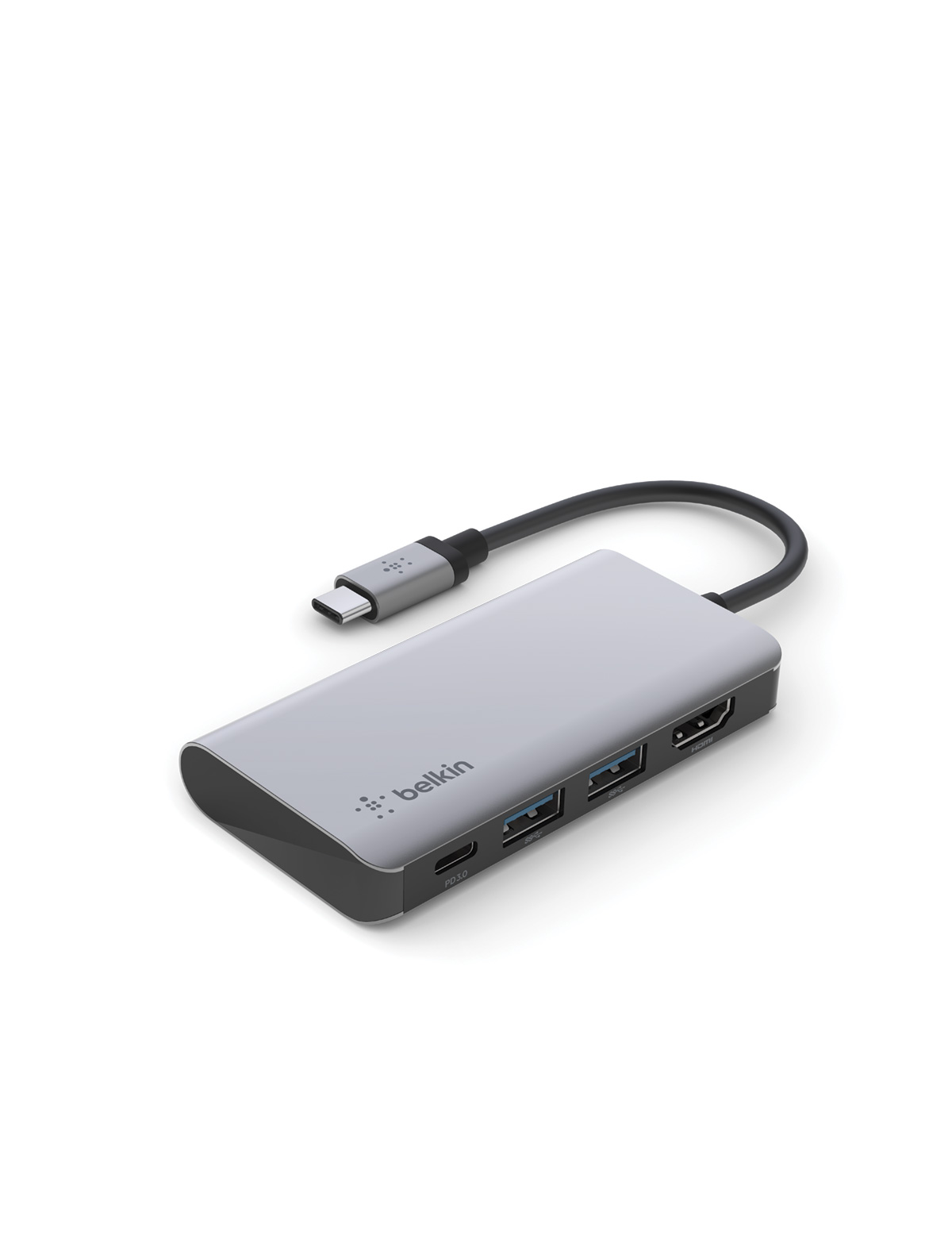 USB-C Hub BELKIN 4-u-1 Multiport (hdmi, 2x usb-a, usb-c pd 100w, 4k, srebrni)-0