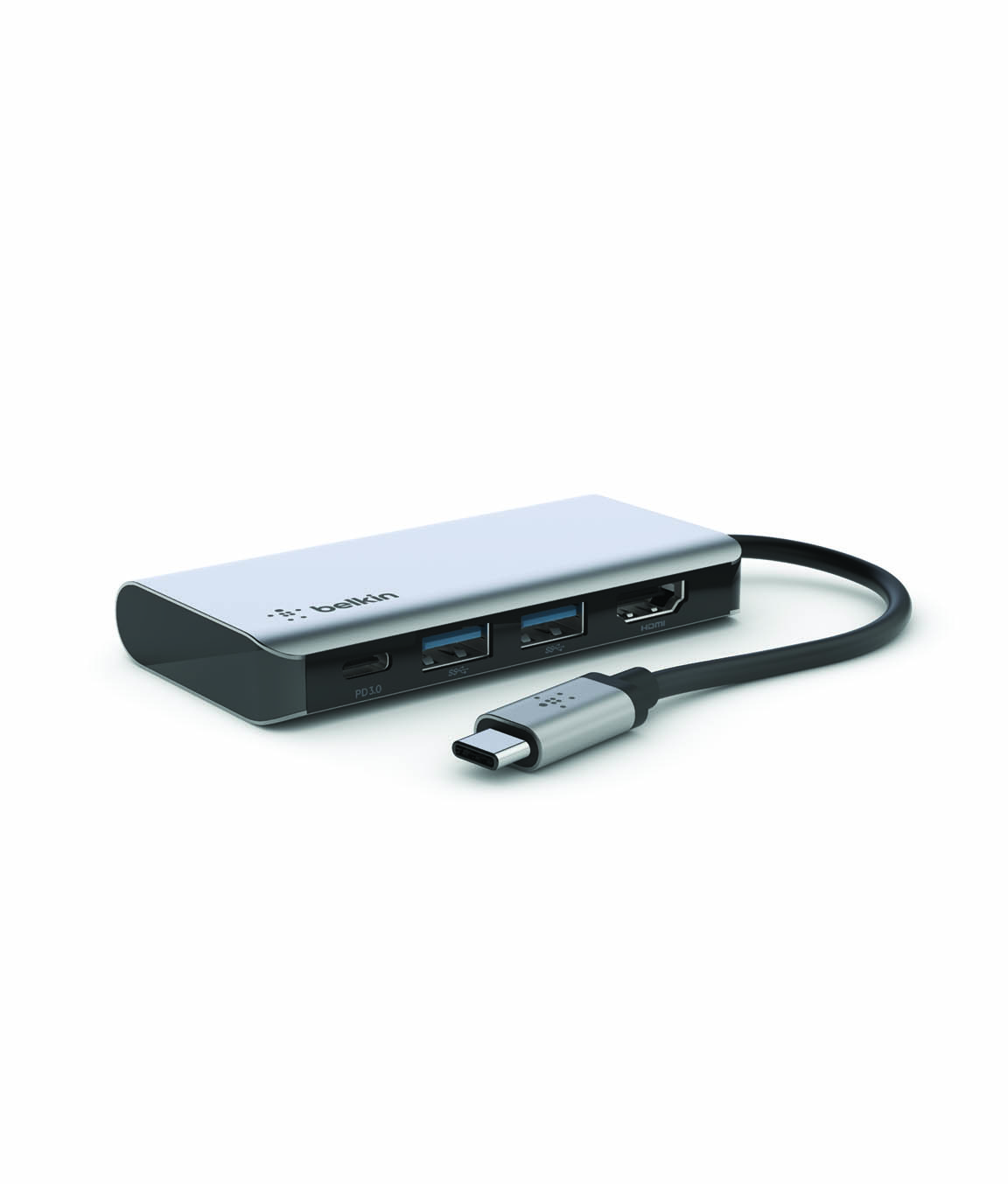 USB-C Hub BELKIN 4-u-1 Multiport (hdmi, 2x usb-a, usb-c pd 100w, 4k, srebrni)-2
