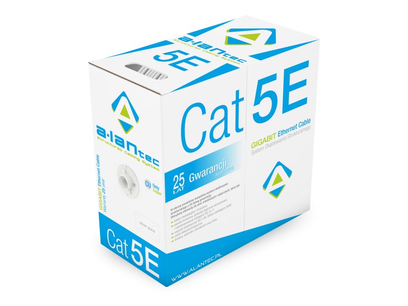 Mrežni kabel ALANTEC Cat5e (AWG 24, duljina 305 m, boja siva, materijal PVC, frekvencija 100 MHz, F/UTP)-0