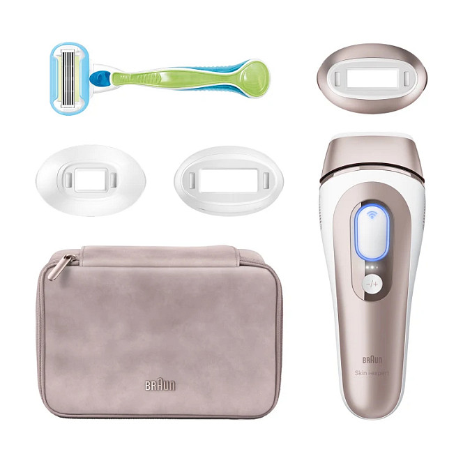 IPL uređaj BRAUN Skin i-expert Smart IPL PL7253 (Intense Pulsed Light, 400.000 bljeskova, pametna IPL tehnologija, nastavci za tijelo, lice i bikini, bijelo-zlatni)-0
