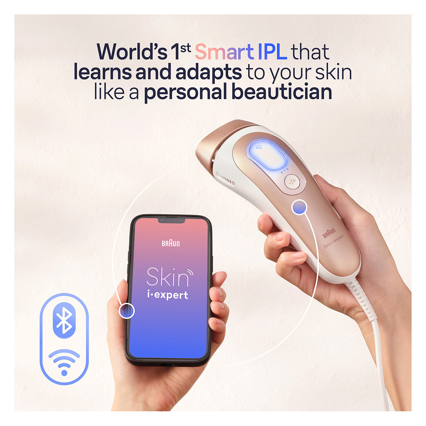 IPL uređaj BRAUN Skin i-expert Smart IPL PL7253 (Intense Pulsed Light, 400.000 bljeskova, pametna IPL tehnologija, nastavci za tijelo, lice i bikini, bijelo-zlatni)-2