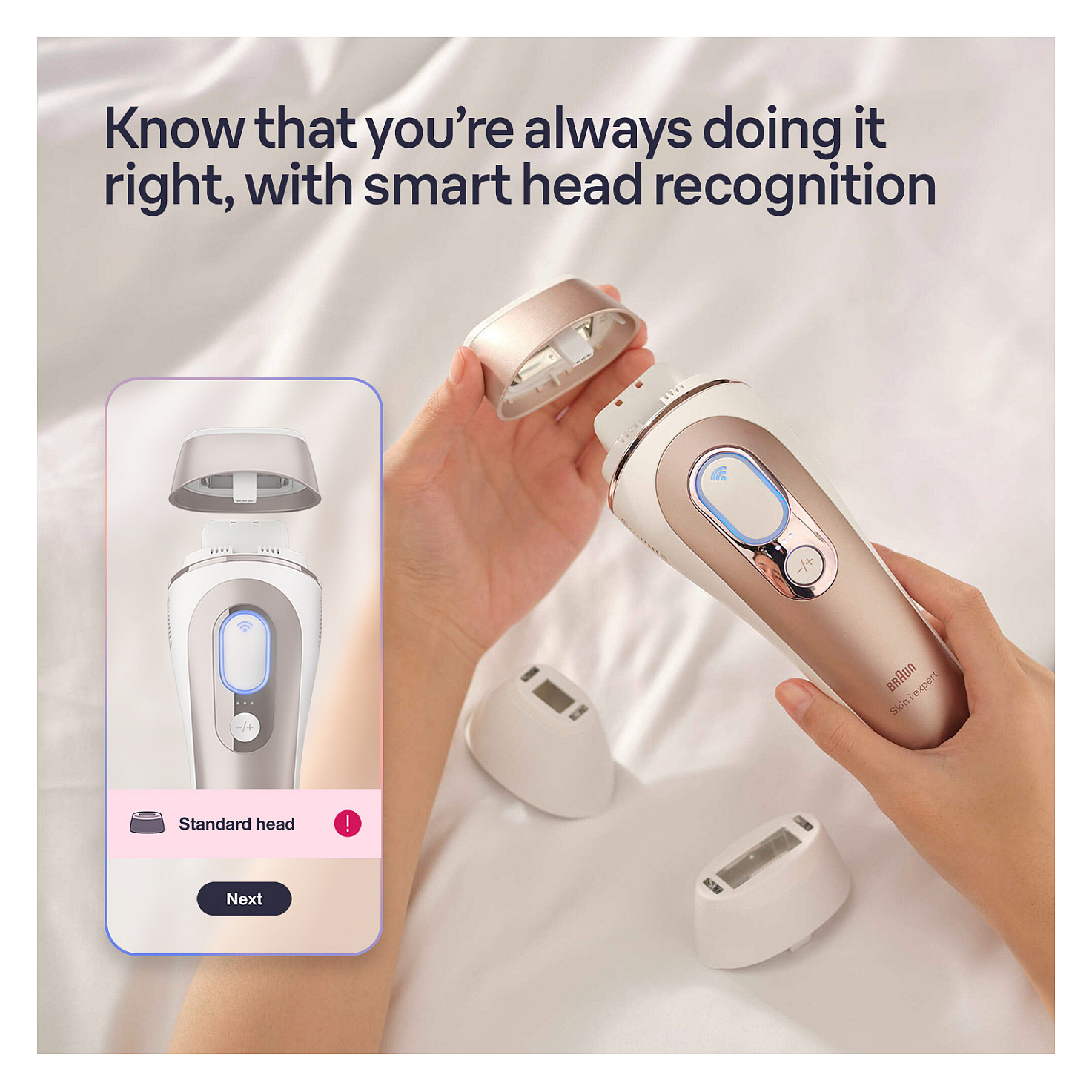 IPL uređaj BRAUN Skin i-expert Smart IPL PL7253 (Intense Pulsed Light, 400.000 bljeskova, pametna IPL tehnologija, nastavci za tijelo, lice i bikini, bijelo-zlatni)-6