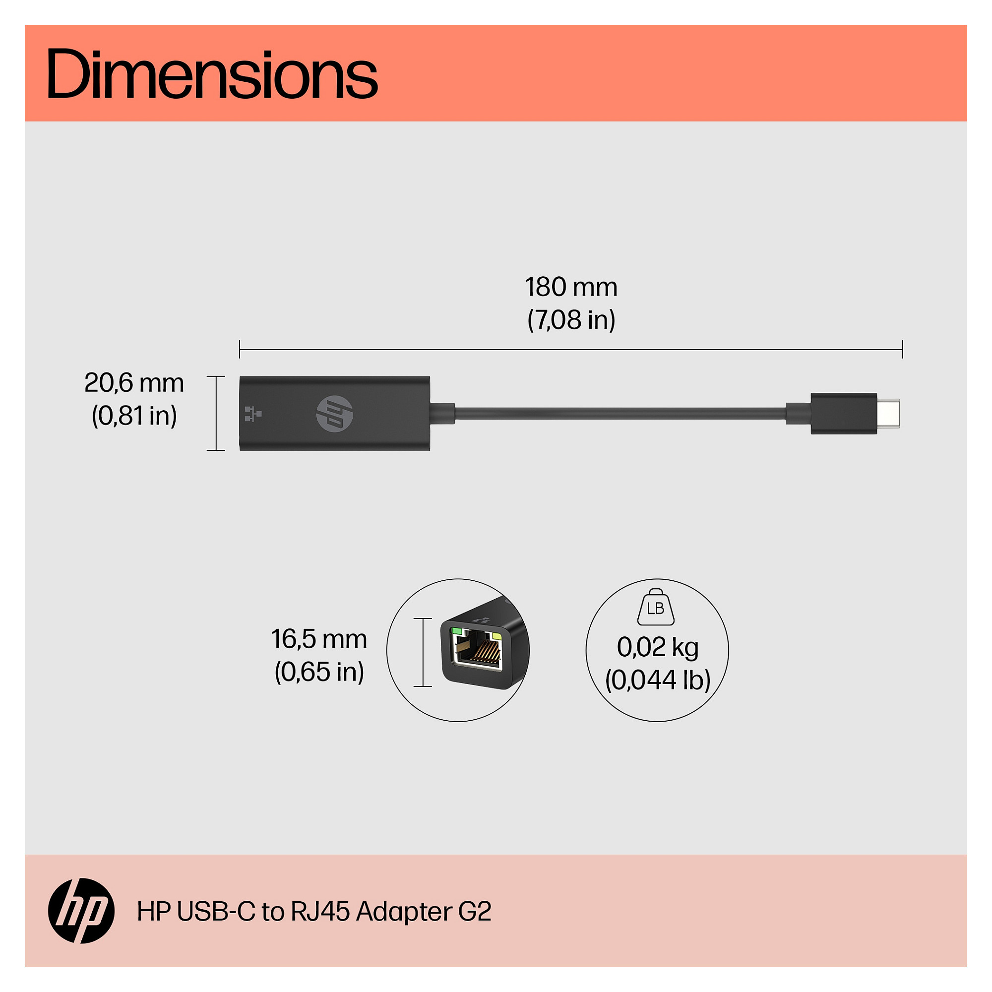 HP USB-C - RJ45 Adaptör G2 interface cards/adapter RJ-45-6