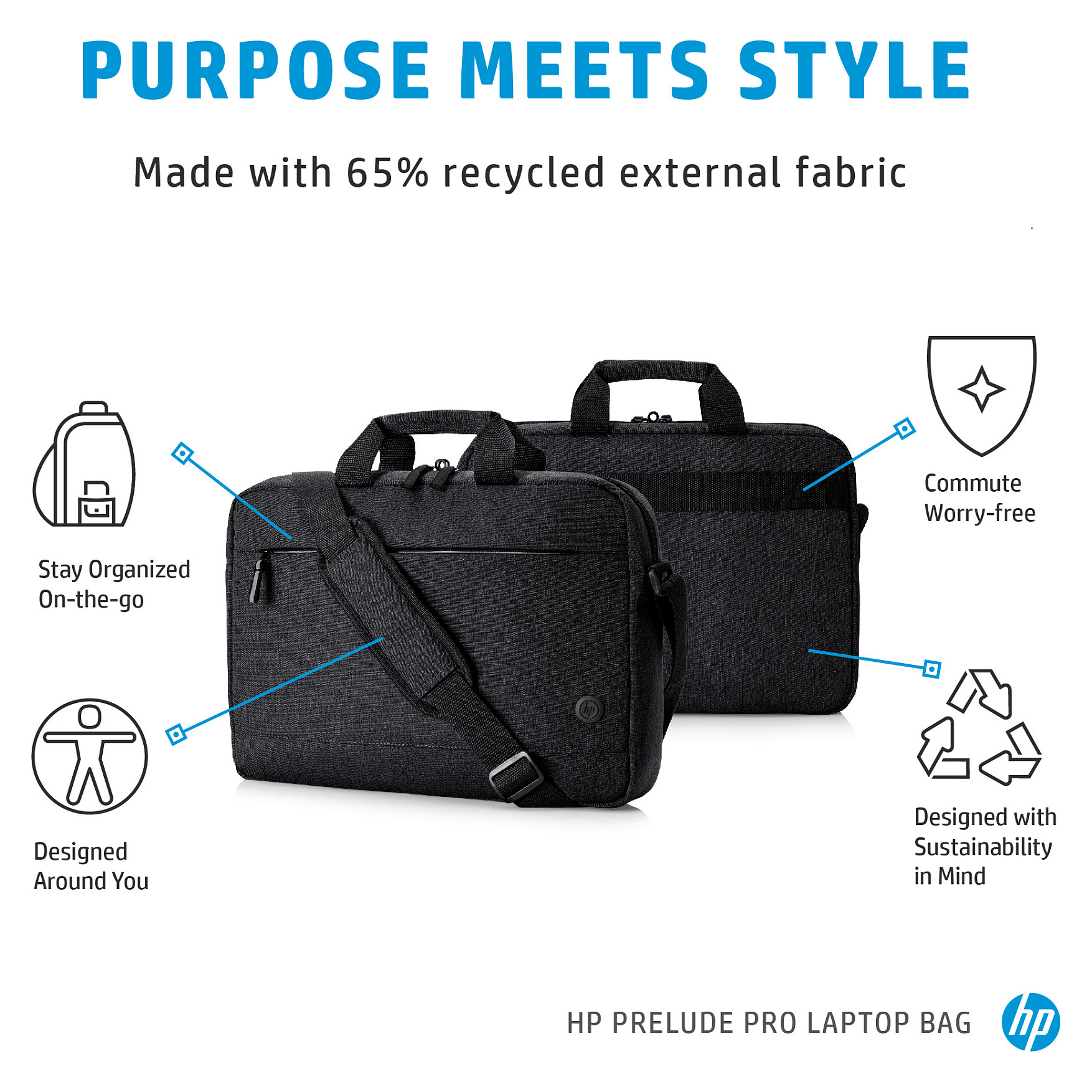Torba za laptop HP Prelude Pro (za 15.6" laptop, siva, materijal tkanina, tip Messenger torba)-3