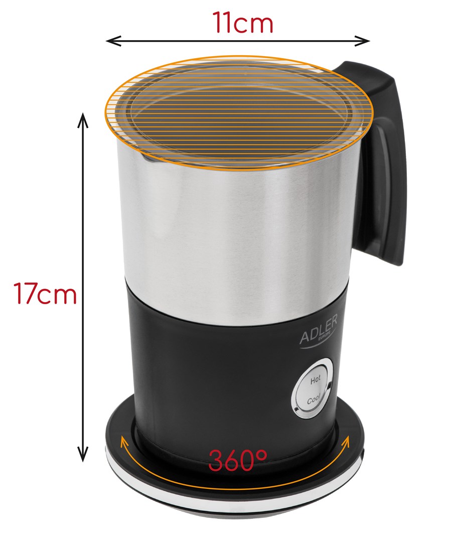 Pjenilica za mlijeko ADLER AD 4497 (500w, 120ml, crna)-9