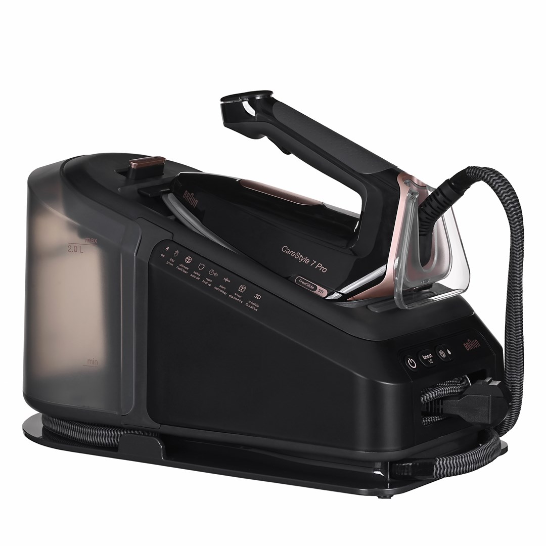 Generator pare BRAUN IS7286BK (Crni, Kapacitet spremnika za vodu 2L, Maksimalni tlak pare 8 bara, Snaga pegle 2700W)-3