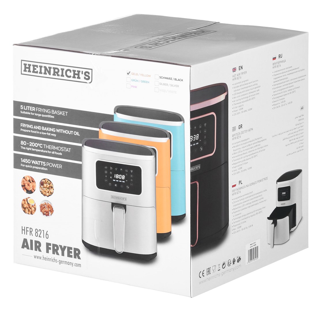 Friteza na vrući zrak HEINRICH'S HFR 8216 (5L, 1450W, Žuta)-8