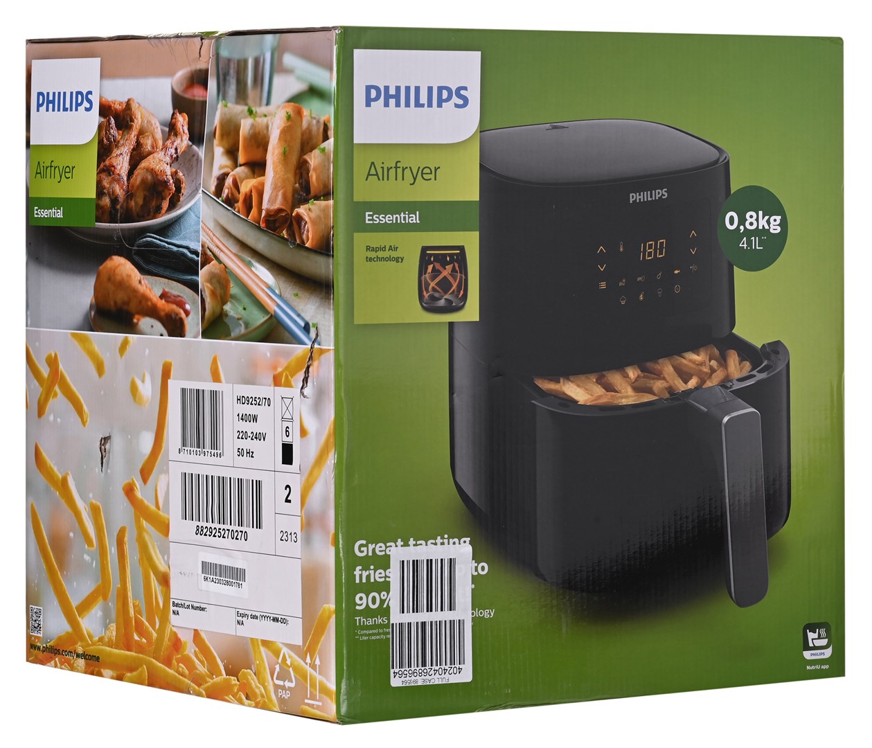 Philips Essential HD9252/70 fryer Single 4.1 L Stand-alone 1400 W Hot air fryer Black, Silver-7