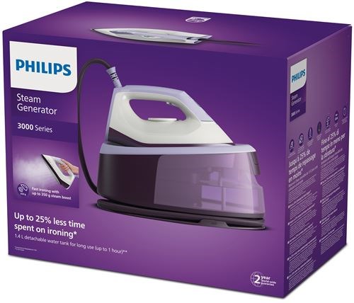 Postaja za parno glačanje PHILIPS 3000 series PSG3000/30 (2400 W, 1.4 L, keramička ploča, ljubičasta, bijela)-1