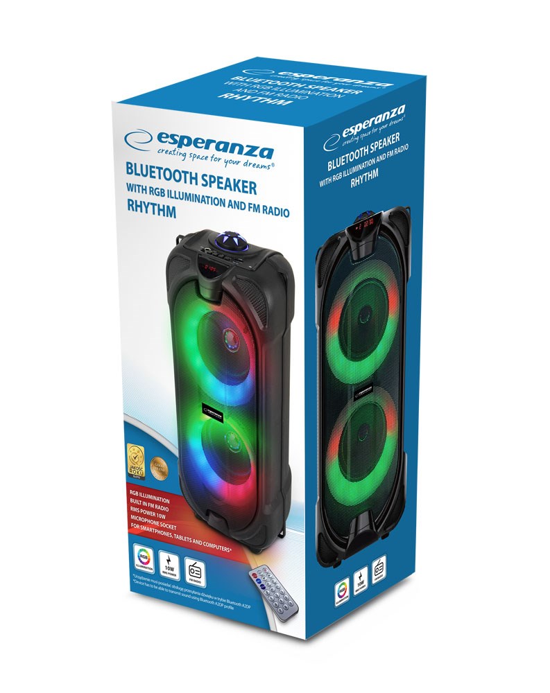 Zvučnik ESPERANZA EP157 (Bluetooth, FM radio, LED RGB, 10W, crni)-7