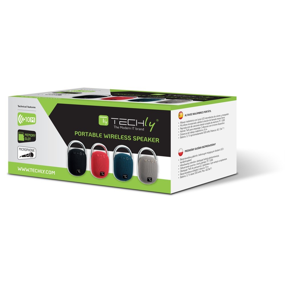 Prijenosni zvučnik TECHLY ICASBL321BL (bluetooth, 5W, plavi)-3