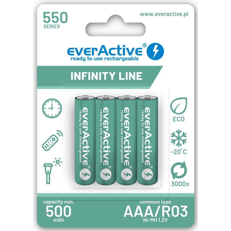 Rechargeable batteries everActive Ni-MH R03 AAA 550 mAh Infinity Line
