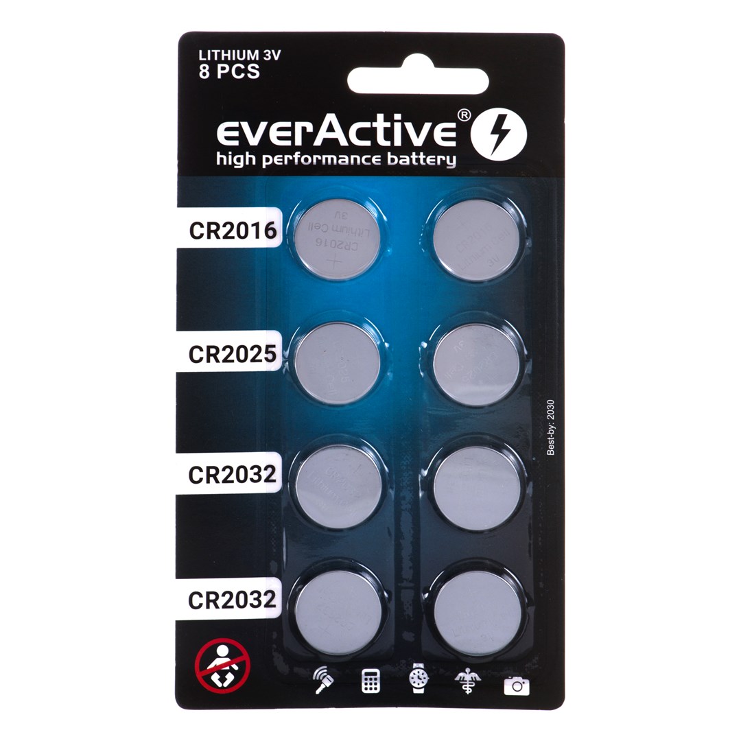 Set litijumskih baterija EVERACTIVE 4 x CR2032, 2 x CR2025, 2 x CR2016