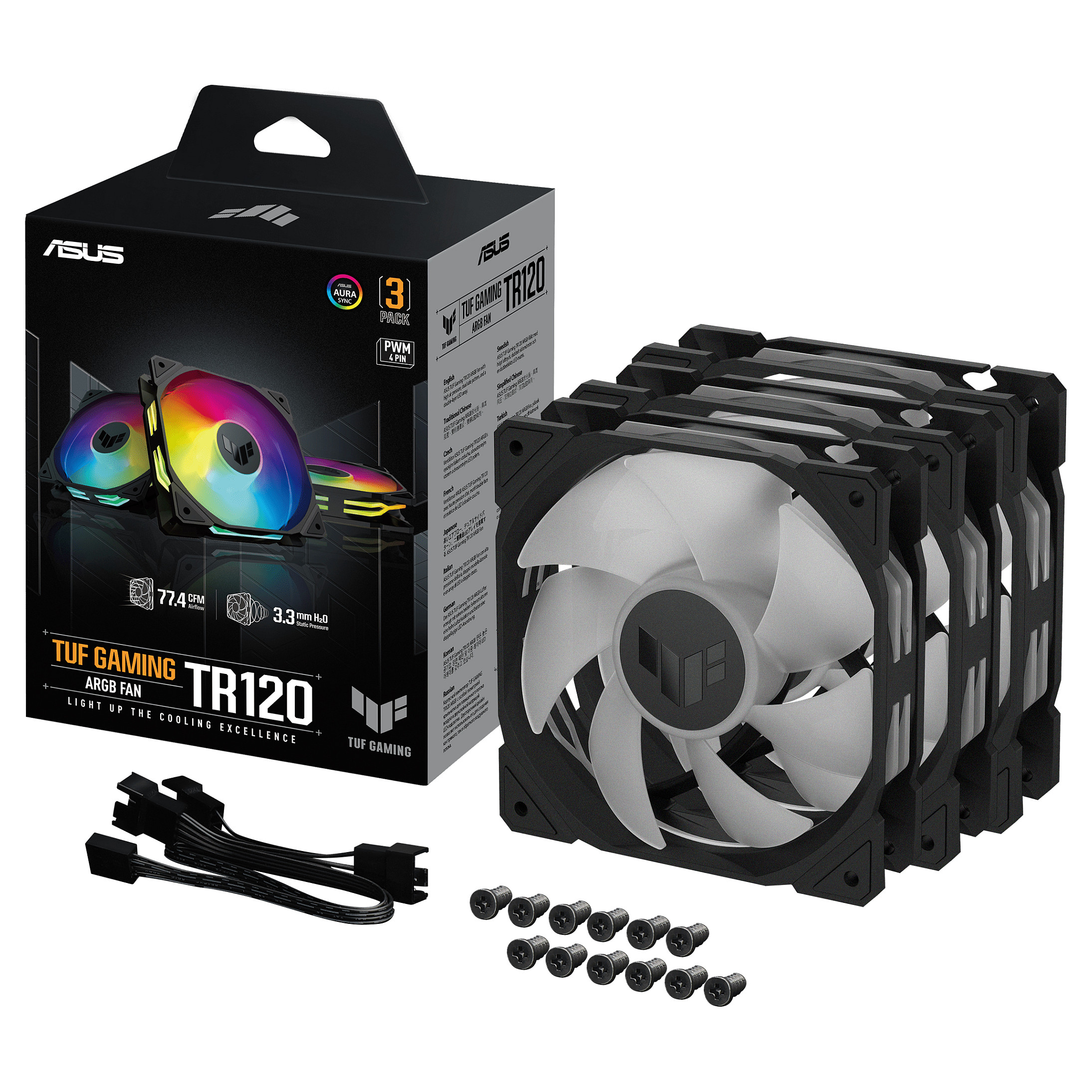 Ventilatori za kućište ASUS TUF Gaming TR120 ARGB, 120mm, 3 komada, crni-9