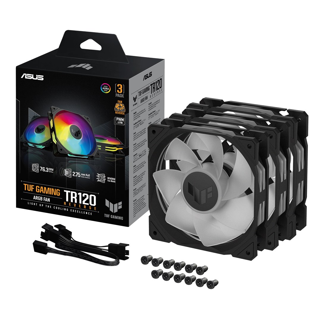 Ventilator za računalno kućište ASUS TUF Gaming TR120 ARGB Reverse Fan - Triple Pack (12 cm, ARGB, crna)-8