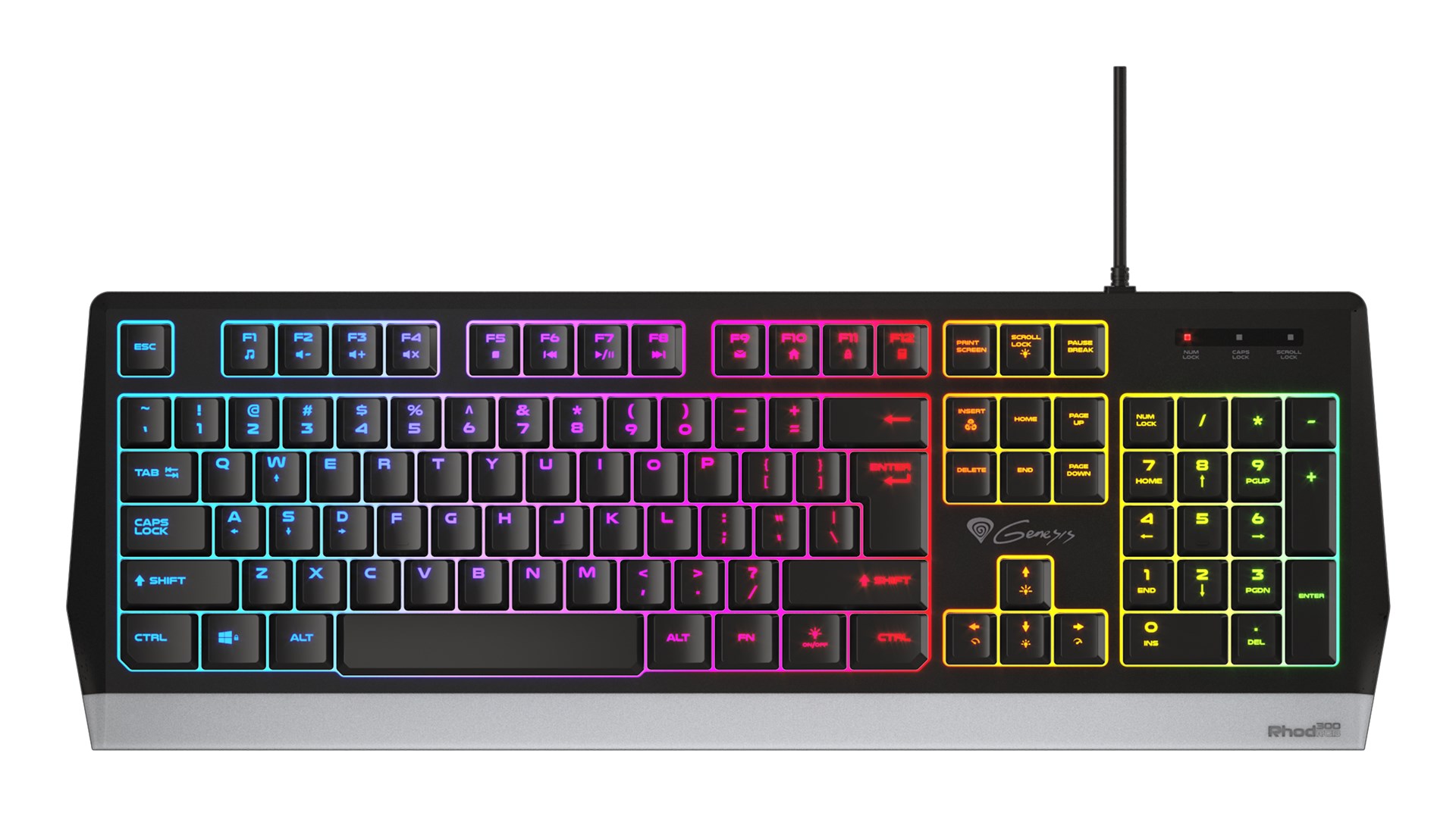 Tipkovnica GENESIS Rhod 300 (RGB LED pozadinsko osvjetljenje, USB, QWERTY, Engleski, Crna) – internacionalna non HR tipkovnica-6