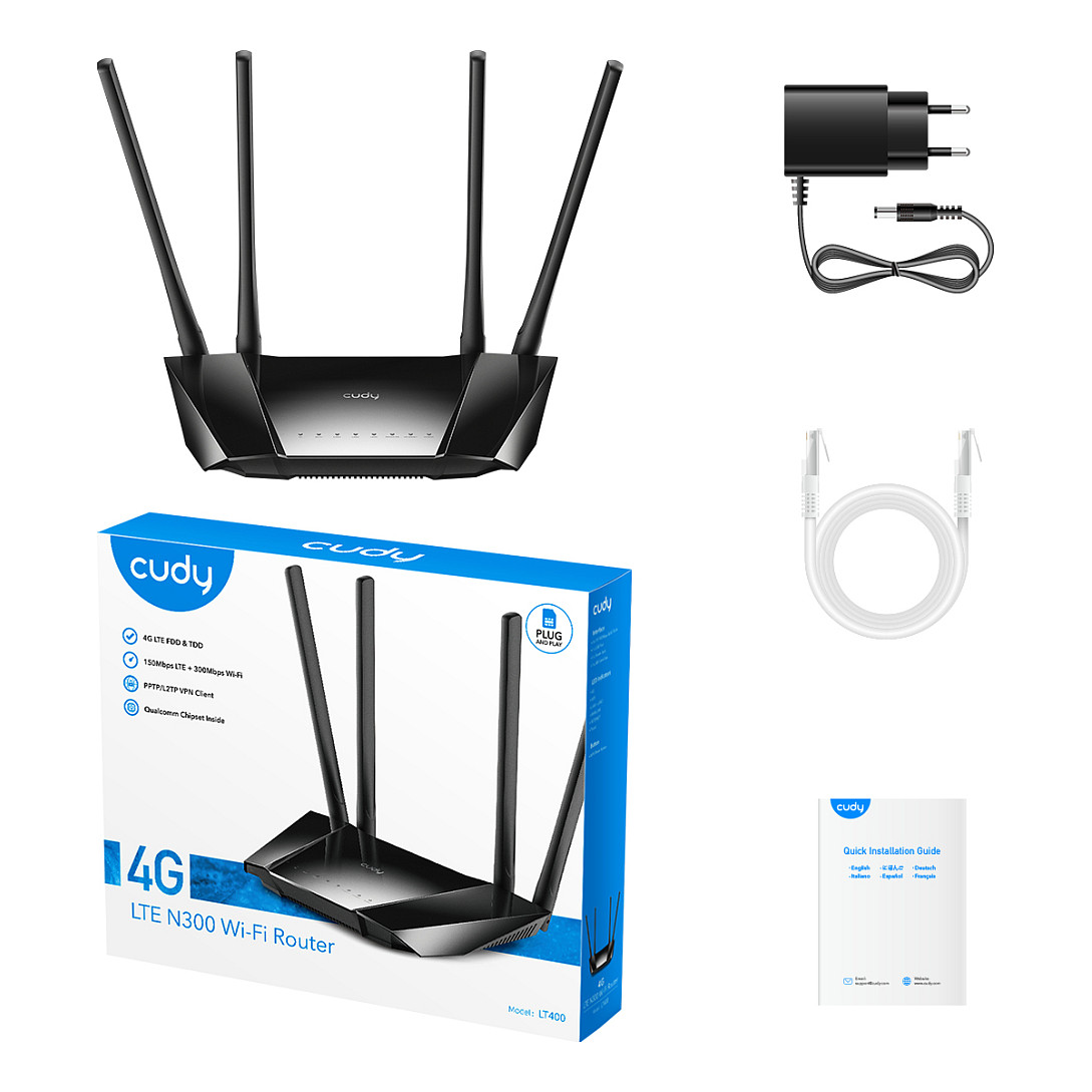 Bežični ruter CUDY LT400 (Wi-Fi 300 Mbps, 2.4 GHz, 4G LTE SIM, crna)-4