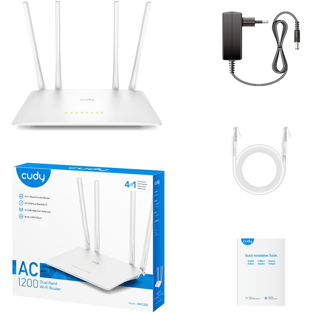 Bežični ruter CUDY WR1200 (brzi Ethernet, dvostruka frekvencija 2.4 GHz / 5 GHz, bijela)-4