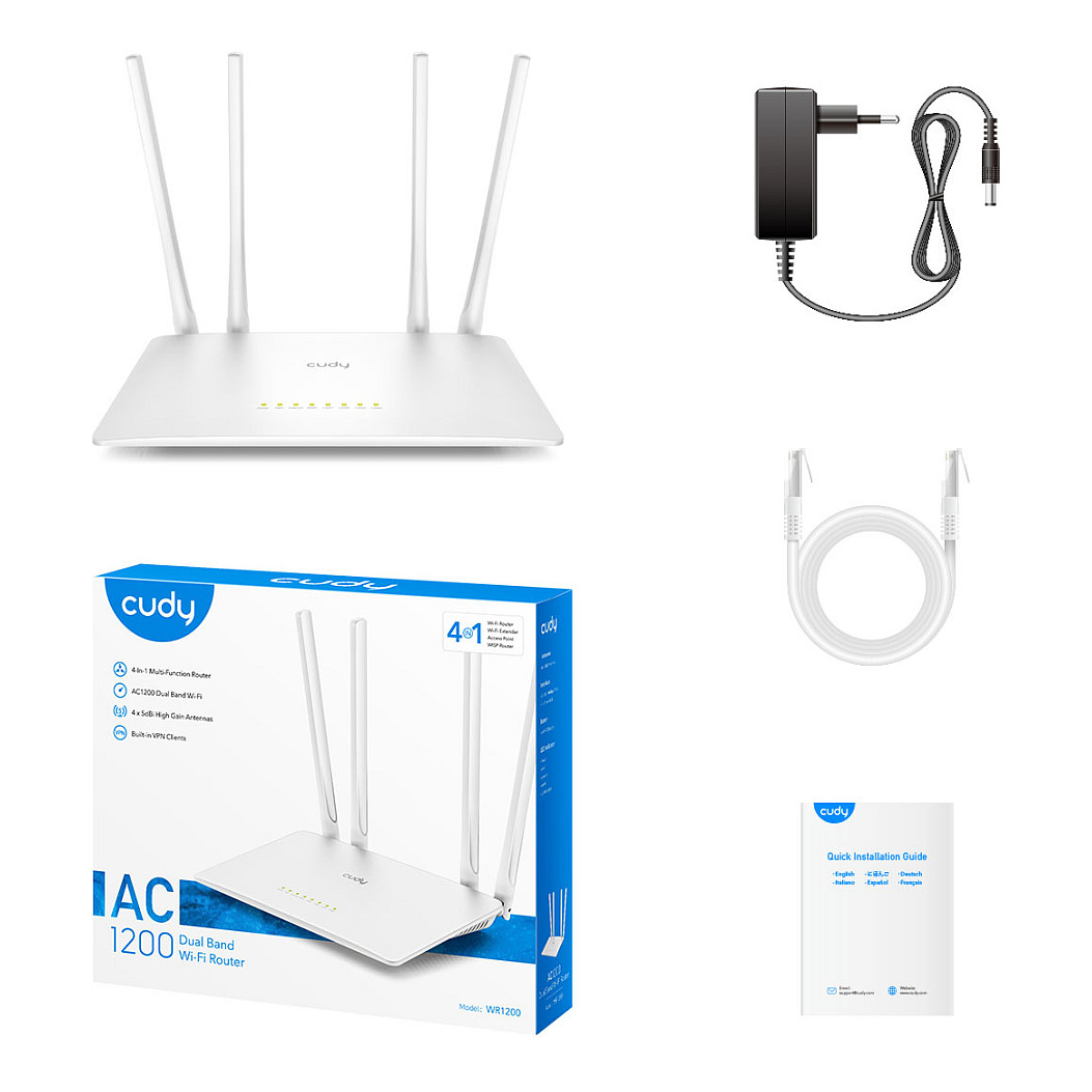 Bežični ruter CUDY WR1200 (brzi Ethernet, dvostruka frekvencija 2.4 GHz / 5 GHz, bijela)-5