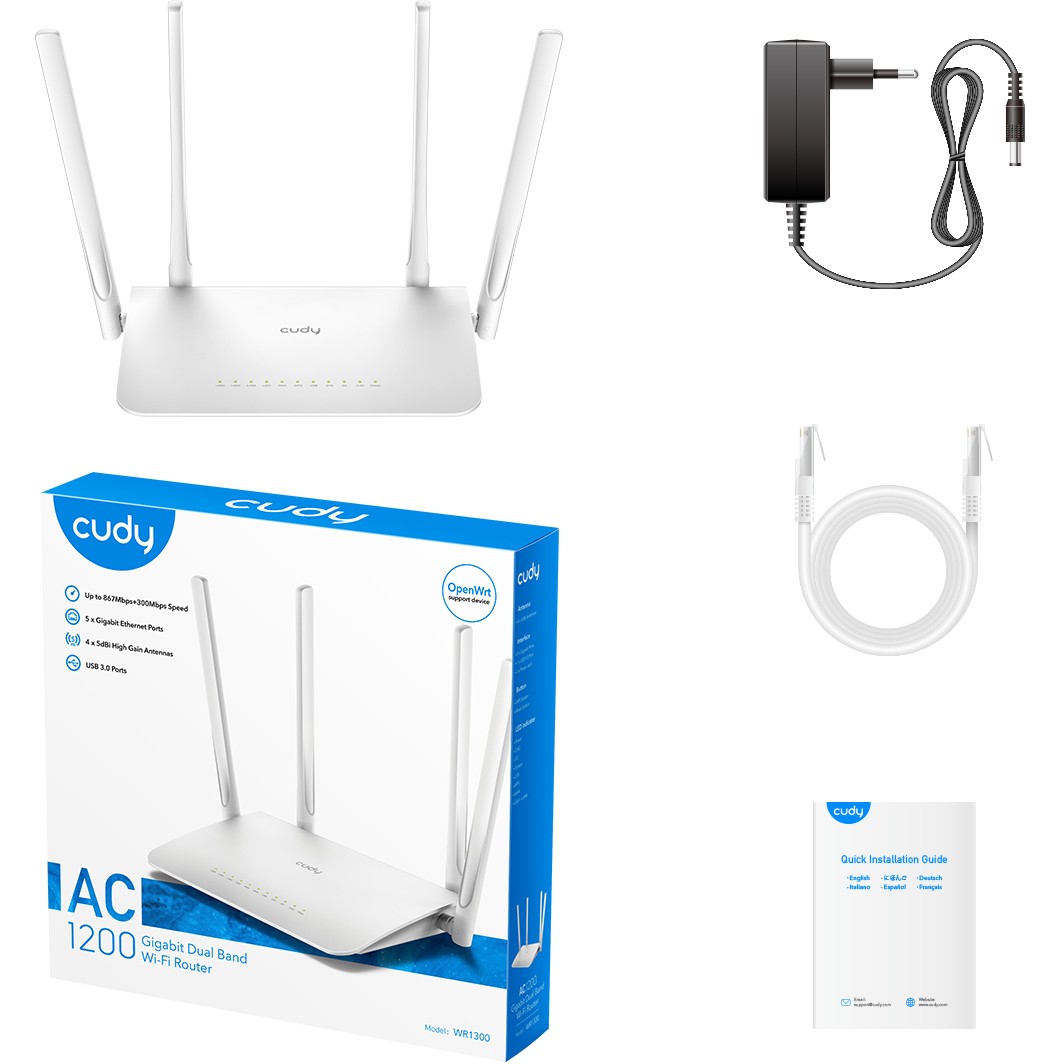 Bežični ruter CUDY WR1300 (Gigabit Ethernet, dual-band 2.4 GHz/5 GHz, bijeli)-3