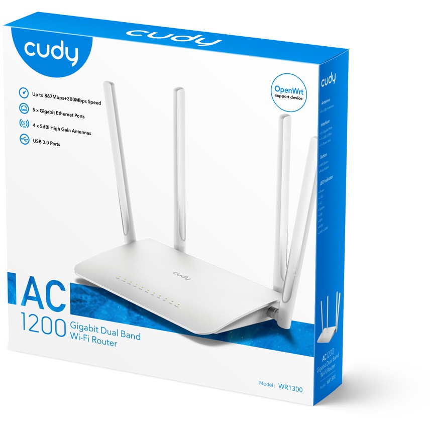 Bežični ruter CUDY WR1300 (Gigabit Ethernet, dual-band 2.4 GHz/5 GHz, bijeli)-4