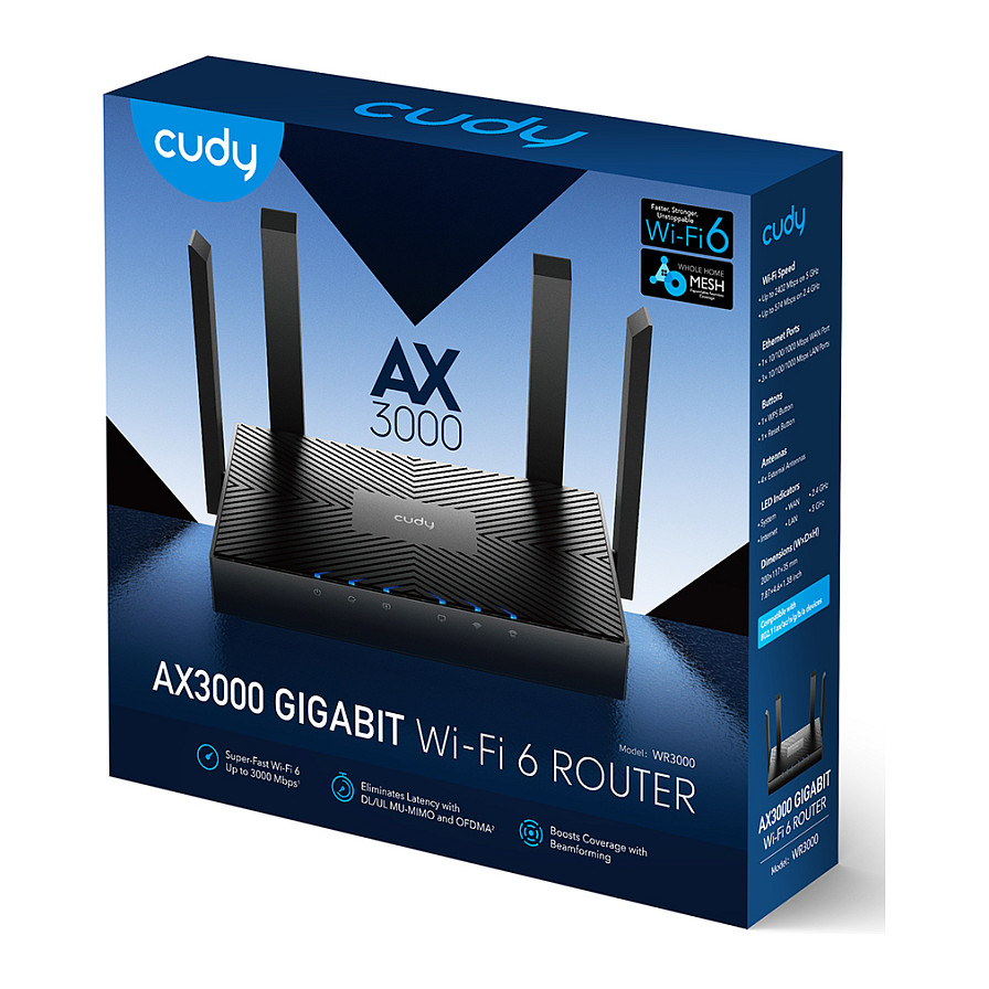 Bežični ruter CUDY WR3000 (Gigabit Ethernet, Dual-band 2.4 GHz / 5 GHz, crna)-4