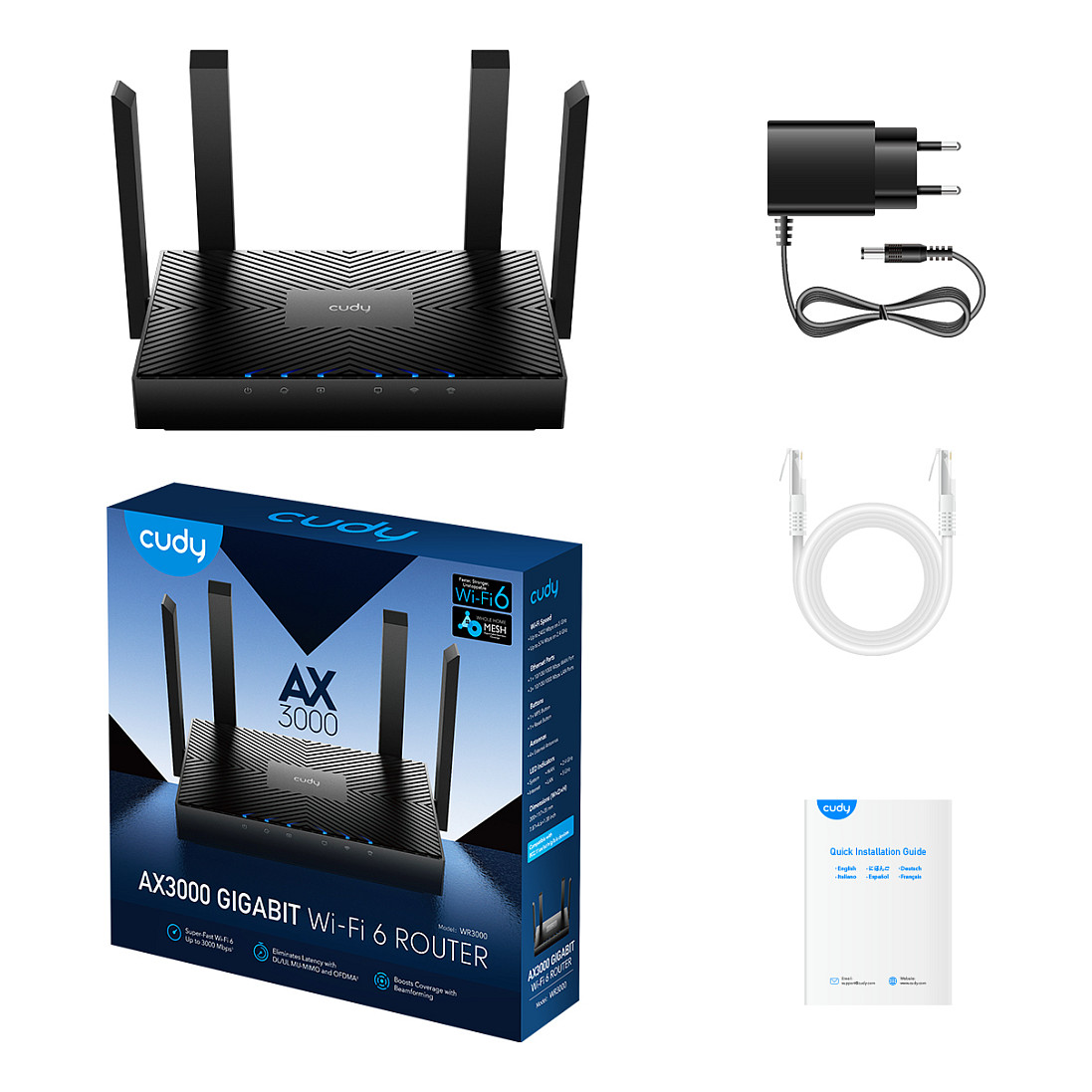 Bežični ruter CUDY WR3000 (Gigabit Ethernet, Dual-band 2.4 GHz / 5 GHz, crna)-5