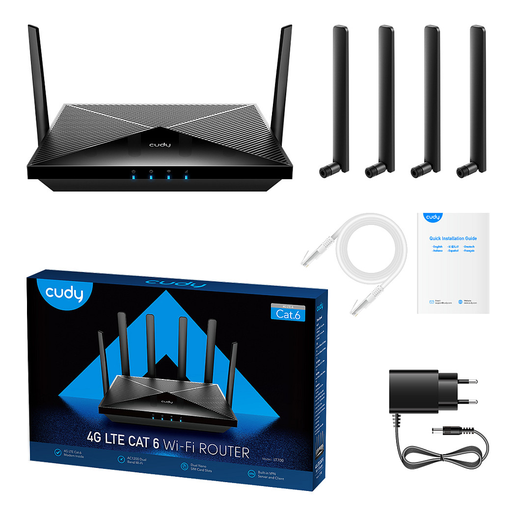 Bežični ruter CUDY LT700 (Gigabit Ethernet, Dual-band 2.4 GHz / 5 GHz, 4G, Crna)-4