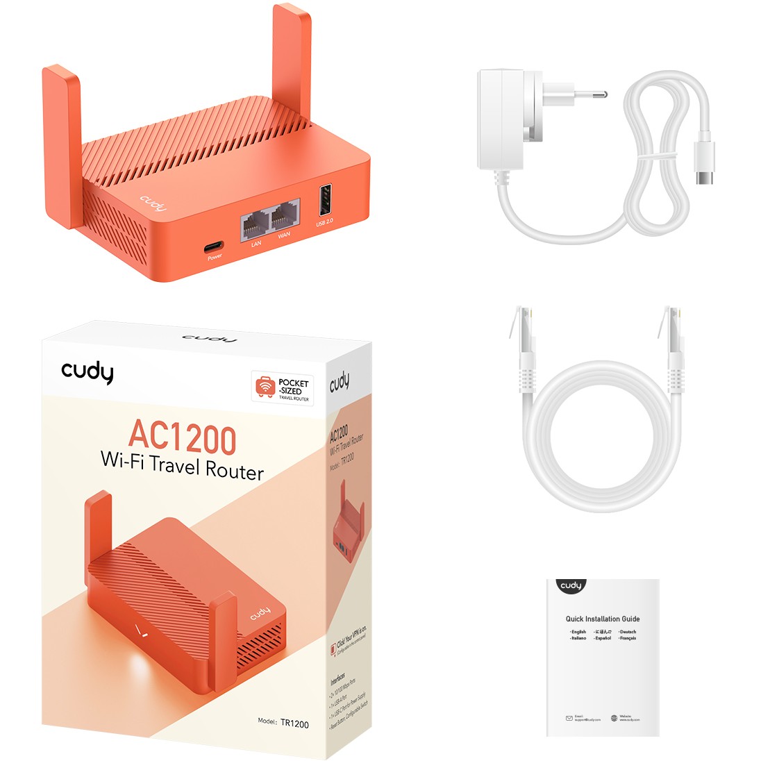 Router CUDY TR1200 prijenosni usmjerivač - narančasta boja-2