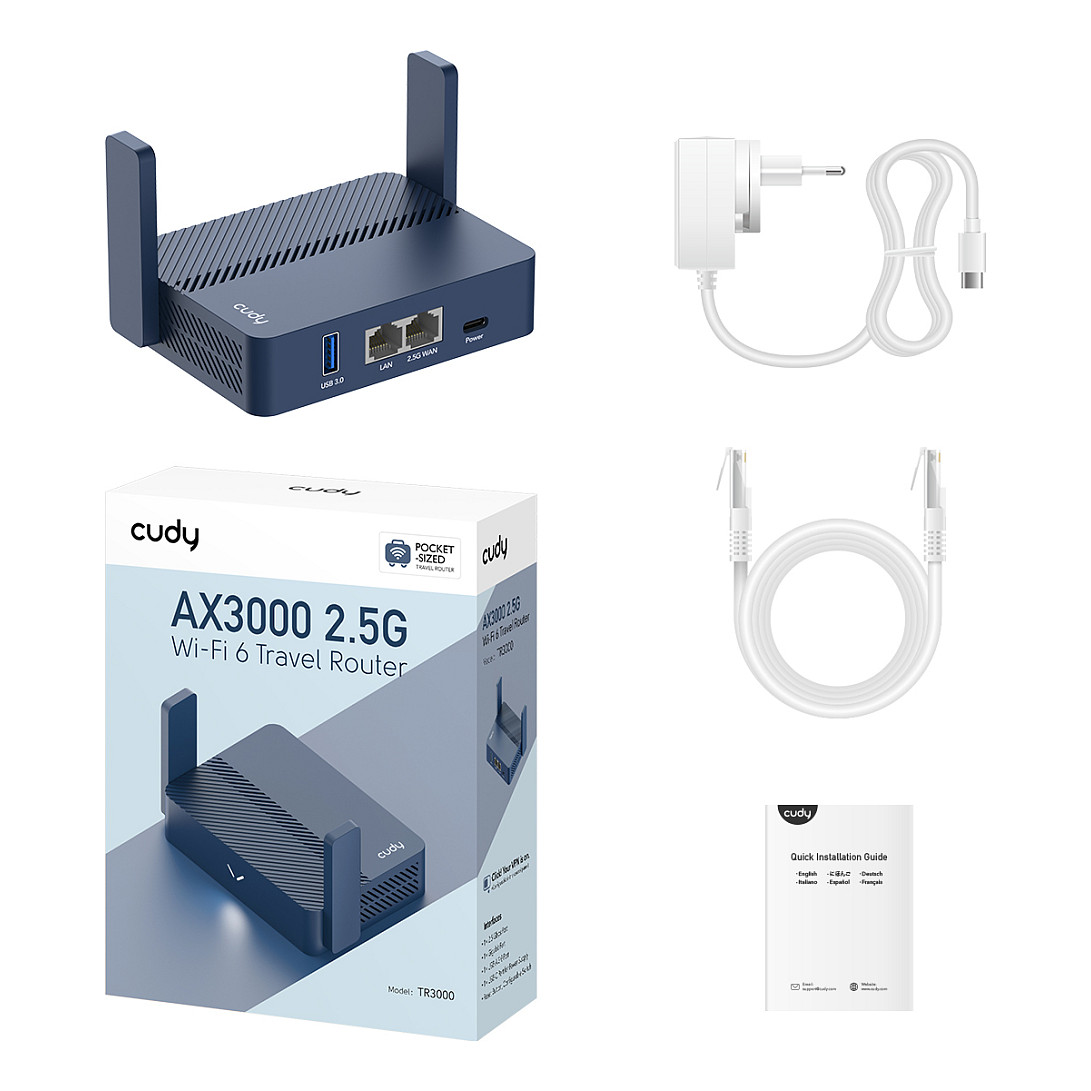 Cudy AX3000 wireless router Gigabit Ethernet Blue-3