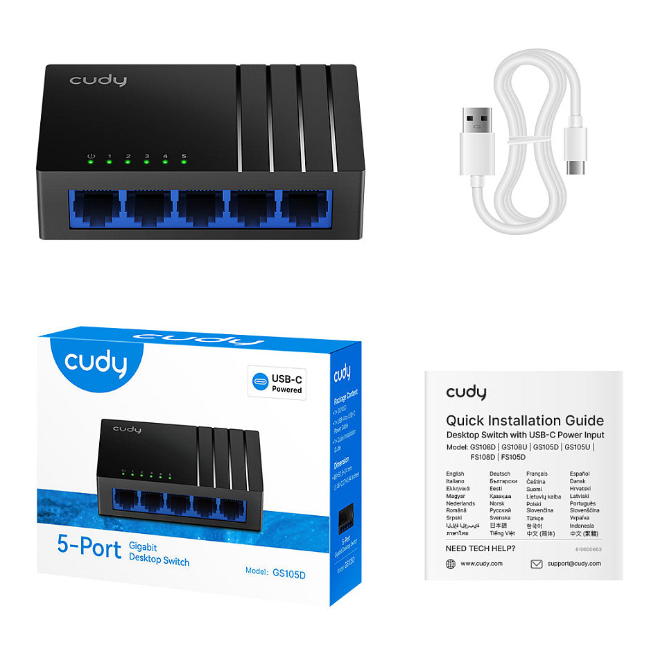 Mrežni prekidač CUDY GS105D (Gigabit Ethernet 10/100/1000, Crna)-4