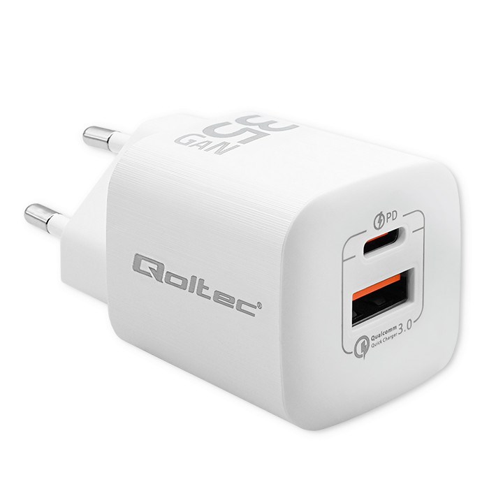 Punjač QOLTEC 50763 za mobilne uređaje, Laptop, prijenosne gaming konzole, Power bank, pametne telefone, pametne satove, tablete, bijeli-0