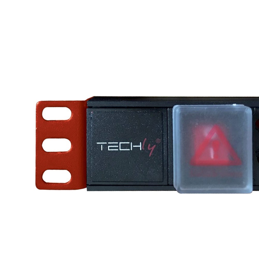 Razdjelnik TECHLY I-Case Strip-81UD, 8× AC utičnica, 1U, crno-crveni-3