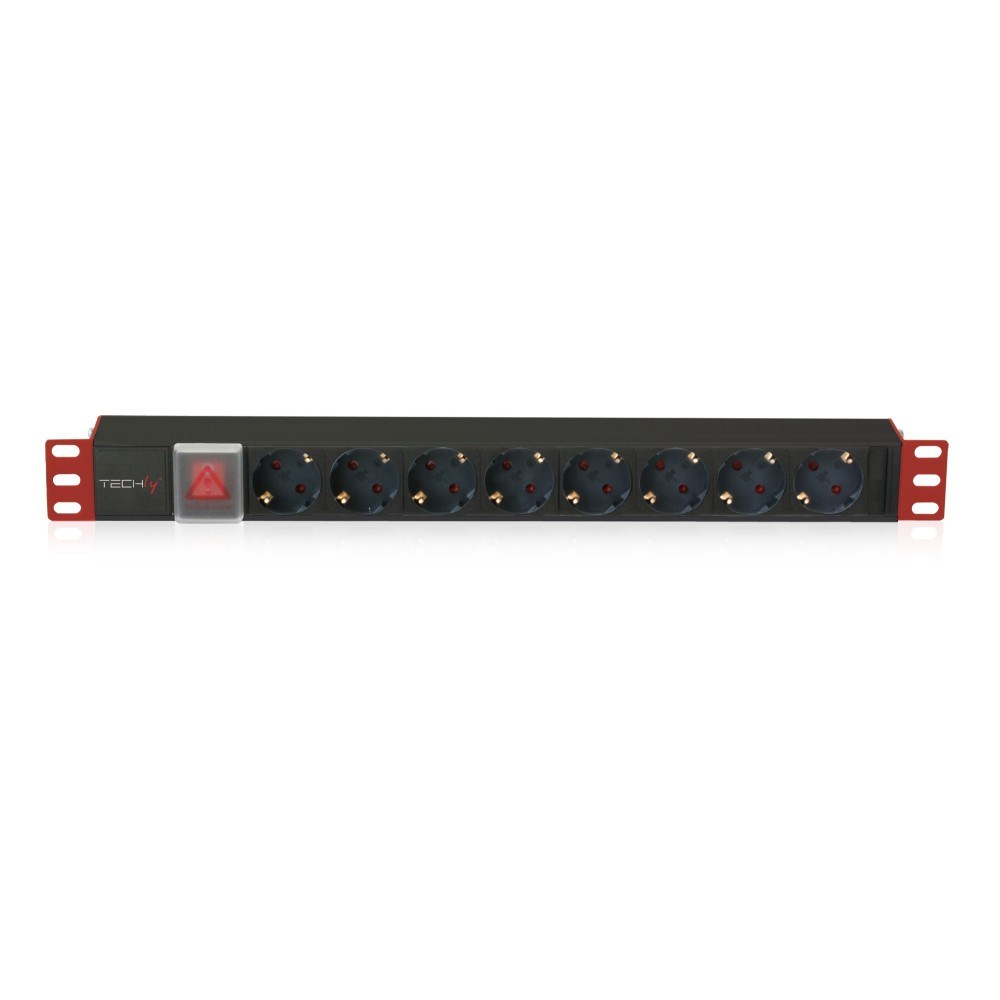 Razdjelnik TECHLY I-Case Strip-81UD, 8× AC utičnica, 1U, crno-crveni-0