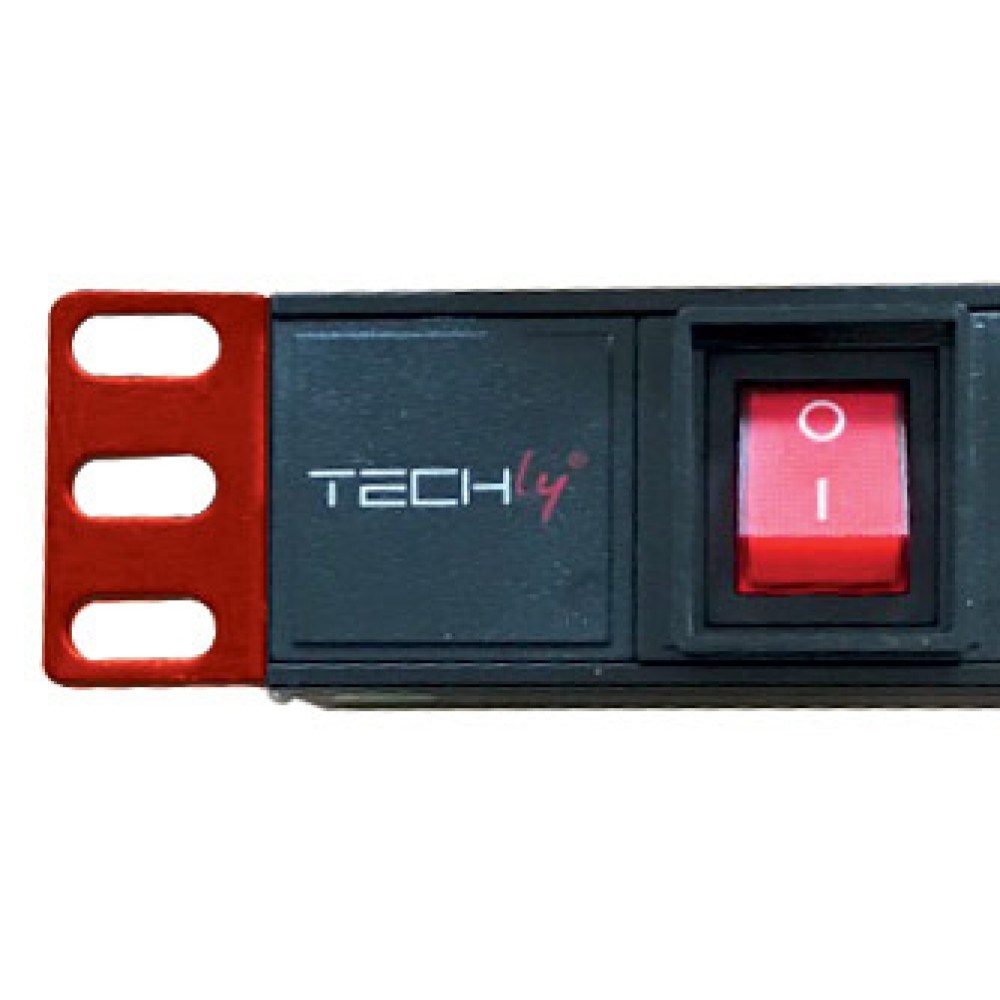 Razdjelnik TECHLY I-Case Strip-81UD, 8× AC utičnica, 1U, crno-crveni-2